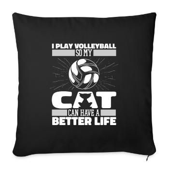 Volleyball Volleyballer Katze - Sofakissenbezug 45 x 45 cm - Schwarz - Vorne