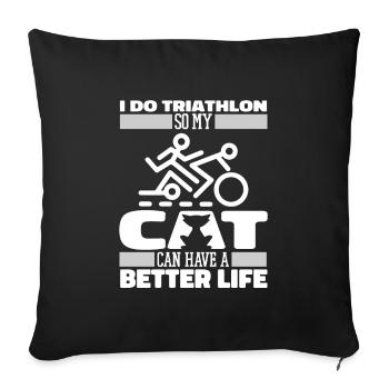 Triathlon Triathlete Cat - Sofa pillowcase 17,3'' x 17,3'' (45 x 45 cm) - black - Front