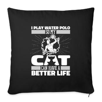 Water-polo Water Polo Chat - Housse de coussin décorative 45 x 45 cm - noir - Devant