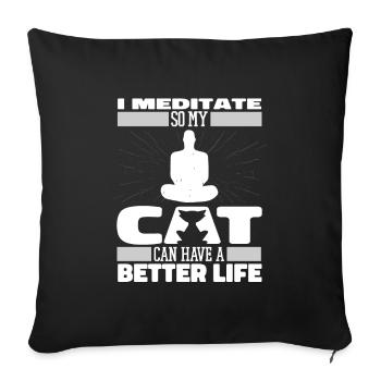 Meditation Meditate Cat - Sofa pillowcase 17,3'' x 17,3'' (45 x 45 cm) - black - Front
