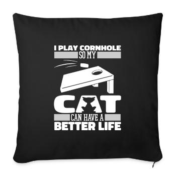Cornhole Blind Hole Game Cat - Housse de coussin décorative 45 x 45 cm - noir - Devant