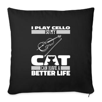 Cello Cellist Cat - Sofa pillowcase 17,3'' x 17,3'' (45 x 45 cm) - black - Front