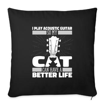 Acoustic Guitar Cat - Sofa pillowcase 17,3'' x 17,3'' (45 x 45 cm) - black - Front