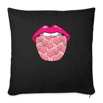 Hippopotame Langue d’hippopotame - Housse de coussin décorative 45 x 45 cm - noir - Devant