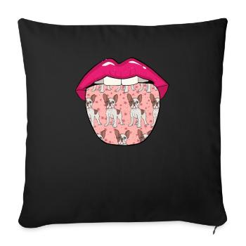Langue de bouledogue - Housse de coussin décorative 45 x 45 cm - noir - Devant