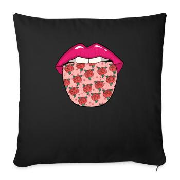 Langue de rose - Housse de coussin décorative 45 x 45 cm - noir - Devant