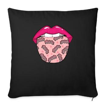 Bacon Speck Zunge - Sofakissenbezug 45 x 45 cm - Schwarz - Vorne