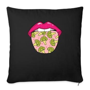 Broccoli Lips - Sofa pillowcase 17,3'' x 17,3'' (45 x 45 cm) - black - Front