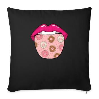 Donut Zunge - Sofakissenbezug 45 x 45 cm - Schwarz - Vorne