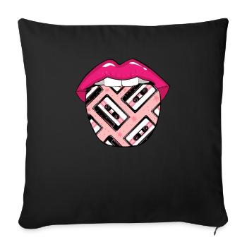 Cassette Audio Cassette Tongue - Housse de coussin décorative 45 x 45 cm - noir - Devant