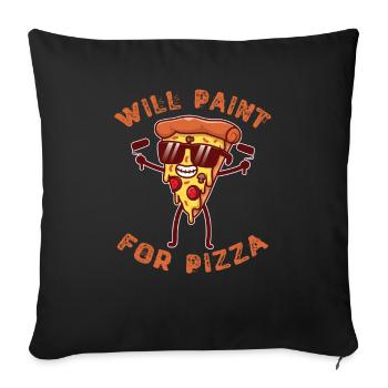 Peintre Vernisseur Pizza - Housse de coussin décorative 45 x 45 cm - noir - Devant