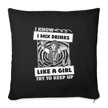 Barkeeper Bartender Mädchen - Sofakissenbezug 45 x 45 cm - Schwarz - Vorne