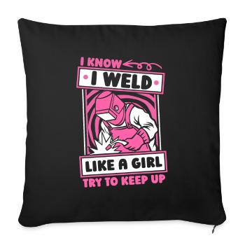 Forgeron Métallurgiste Fille - Housse de coussin décorative 45 x 45 cm - noir - Devant