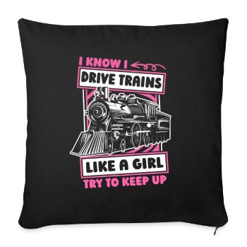 Train driver girl train driver - Sofa pillowcase 17,3'' x 17,3'' (45 x 45 cm) - black - Front