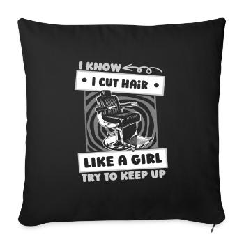 Barber Barbershop Girl - Sofa pillowcase 17,3'' x 17,3'' (45 x 45 cm) - black - Front