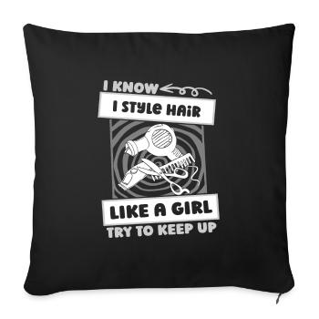 Hairdresser Hairstylist Girl - Sofa pillowcase 17,3'' x 17,3'' (45 x 45 cm) - black - Front