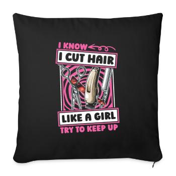 Barber Barbershop Girl - Sofa pillowcase 17,3'' x 17,3'' (45 x 45 cm) - black - Front
