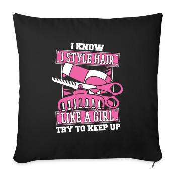 Hairdresser Hairstylist Girl - Sofa pillowcase 17,3'' x 17,3'' (45 x 45 cm) - black - Front