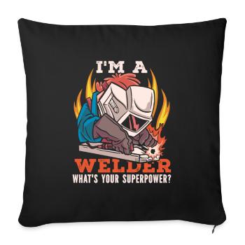 Serrurier soudeur superpuissance - Housse de coussin décorative 45 x 45 cm - noir - Devant