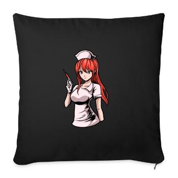 Nurse Anime - Sofa pillowcase 17,3'' x 17,3'' (45 x 45 cm) - black - Front