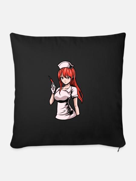 Krankenschwester Anime - Sofakissenbezug 45 x 45 cm - Schwarz