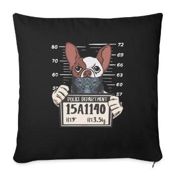 French Bulldog police photo - Sofa pillowcase 17,3'' x 17,3'' (45 x 45 cm) - black - Front