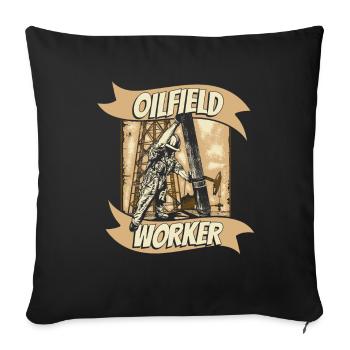 Plate-forme pétrolière de champs pétrolifères - Housse de coussin décorative 45 x 45 cm - noir - Devant