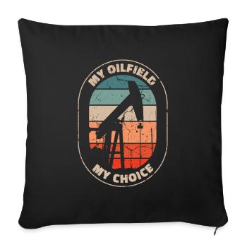Sélection des plates-formes pétrolières pour champs pétrolifères - Housse de coussin décorative 45 x 45 cm - noir - Devant