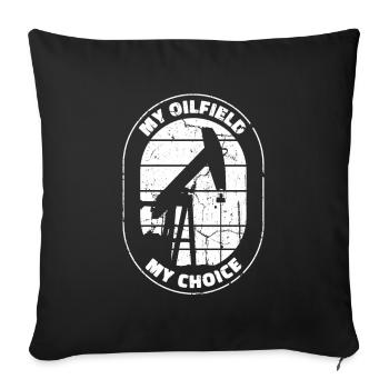 Sélection des plates-formes pétrolières pour champs pétrolifères - Housse de coussin décorative 45 x 45 cm - noir - Devant