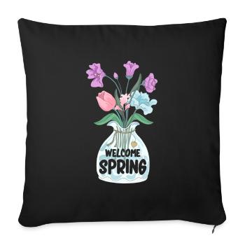 Tulips Spring Tulips - Sofa pillowcase 17,3'' x 17,3'' (45 x 45 cm) - black - Front