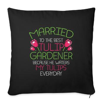 Tulipes de mariage - Housse de coussin décorative 45 x 45 cm - noir - Devant