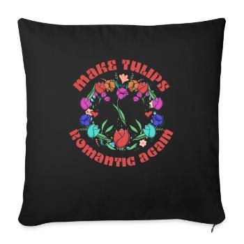 Tulipes Tulipes romantiques - Housse de coussin décorative 45 x 45 cm - noir - Devant