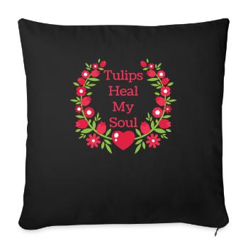 Tulip Hearts - Sofa pillowcase 17,3'' x 17,3'' (45 x 45 cm) - black - Front