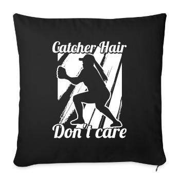 Softball Fänger Catcher Hair Don’t Care - Housse de coussin décorative 45 x 45 cm - noir - Devant