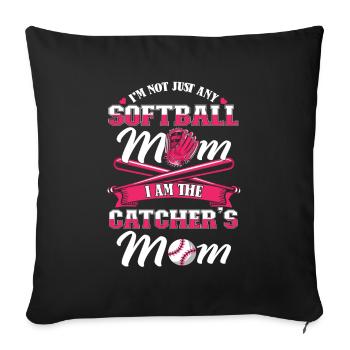Softball Mom - Sofa pillowcase 17,3'' x 17,3'' (45 x 45 cm) - black - Front