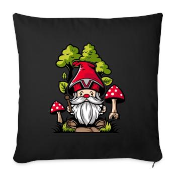 Mushroom pickers Mushrooms Mushroom dwarf - Sofa pillowcase 17,3'' x 17,3'' (45 x 45 cm) - black - Front