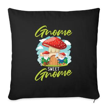 Cueillette de champignons Champignons Gnome Champignon Nain - Housse de coussin décorative 45 x 45 cm - noir - Devant