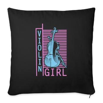 Violine Geige Mädchen - Sofakissenbezug 45 x 45 cm - Schwarz - Vorne