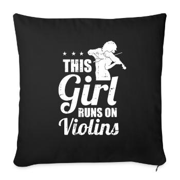 Violine Geige Mädchen - Sofakissenbezug 45 x 45 cm - Schwarz - Vorne