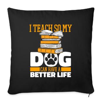 Professeur Chien Pédagogue - Housse de coussin décorative 45 x 45 cm - noir - Devant