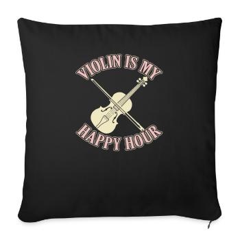 Violine Geige Glücklich - Sofakissenbezug 45 x 45 cm - Schwarz - Vorne