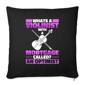 Violin Violin Funny - Sofa pillowcase 17,3'' x 17,3'' (45 x 45 cm) - black - Front