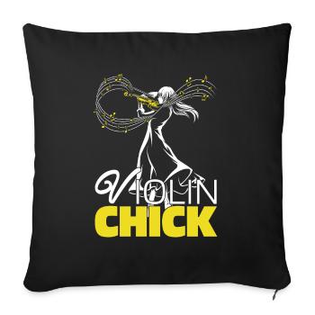 Violon Violon Poussin - Housse de coussin décorative 45 x 45 cm - noir - Devant