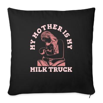 Chariot de lait maternel au lait de vache - Housse de coussin décorative 45 x 45 cm - noir - Devant