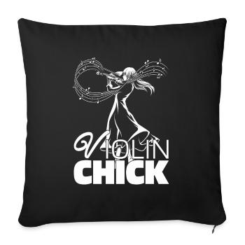 Violon Violon Poussin - Housse de coussin décorative 45 x 45 cm - noir - Devant