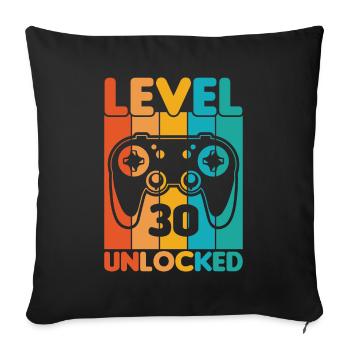 30th Birthday Gaming Gamer Niveau 30 Débloqué - Housse de coussin décorative 45 x 45 cm - noir - Devant