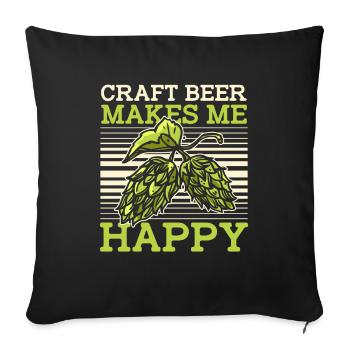 Bière artisanale Bière artisanale Houblon de bière artisanale - Housse de coussin décorative 45 x 45 cm - noir - Devant