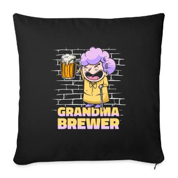 Bière artisanale Bière artisanale Mamie - Housse de coussin décorative 45 x 45 cm - noir - Devant