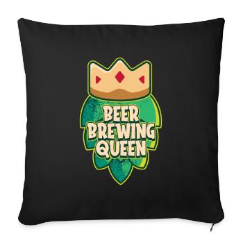 Bière artisanale Bière artisanale Reine de la bière - Housse de coussin décorative 45 x 45 cm - noir - Devant