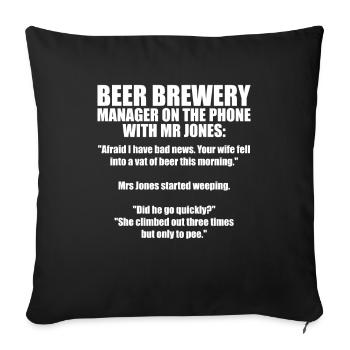 Bière artisanale Bière artisanale Bière drôle - Housse de coussin décorative 45 x 45 cm - noir - Devant